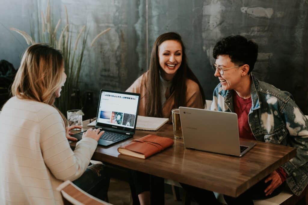 startups at a co-working space